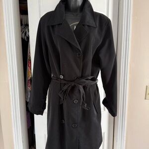 1 Madison Black Double-Breasted Trench with Waist Tie